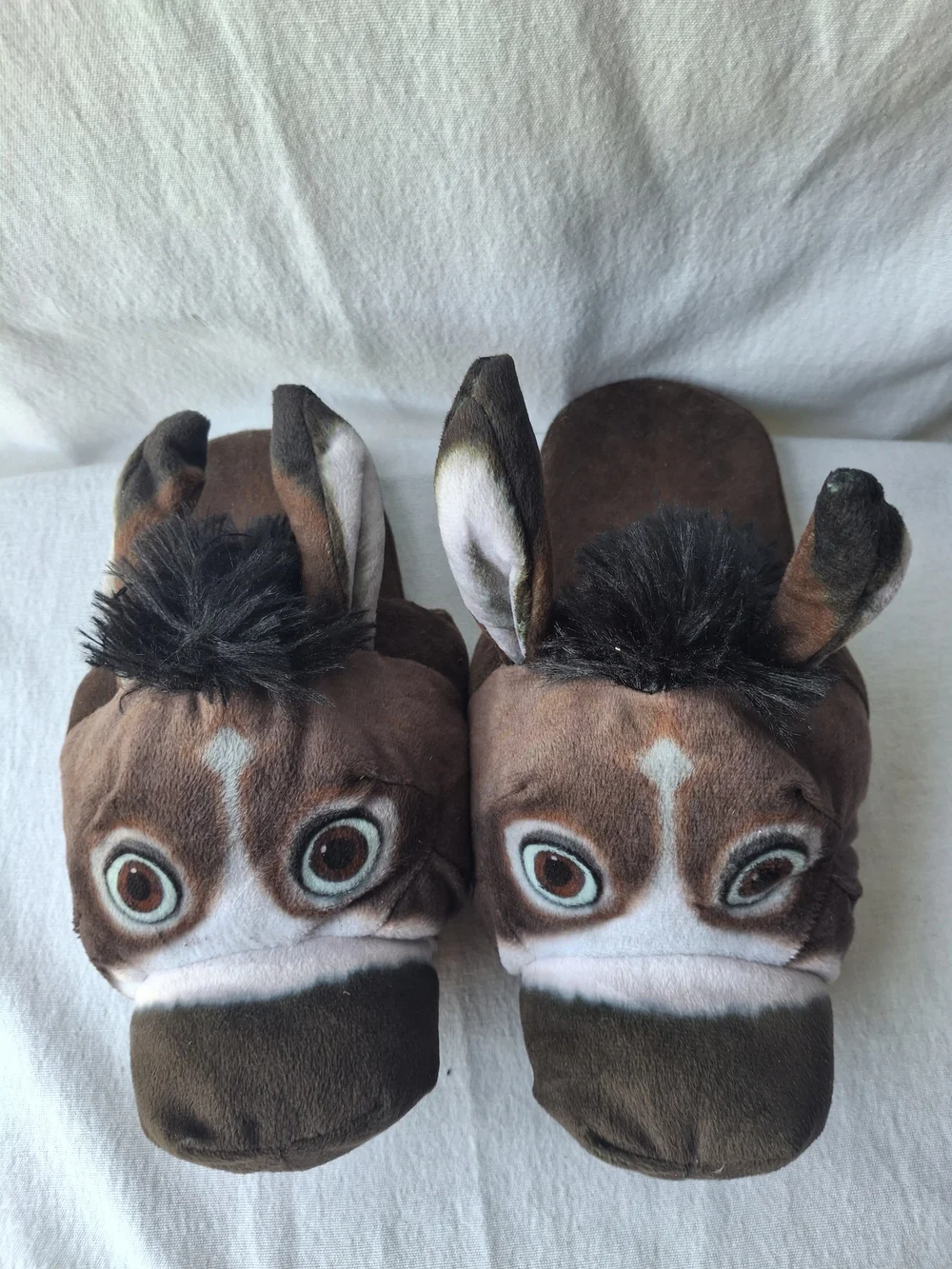 Kids Brown Donkey Plush Slippers